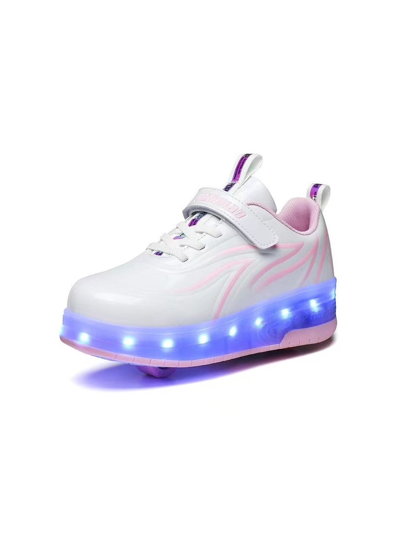 Loquat Breathability Roller Shoes USB Charge Girls Boys Sneakers with Wheels LED Roller Skates Shoes Multicolour  - Image 3