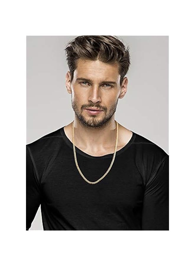 Arabest Solid 18K Gold Over 925 Sterling Silver Italian 5mm Diamond-Cut Cuban Link Curb Chain Necklace for Women Men, Made in Italy - Image 3