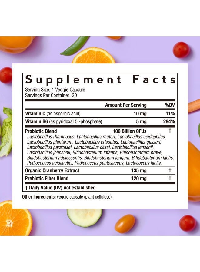 Doctor's Recipes Probiotics for Women, 100 Billion CFU, 18 Probiotic Strains, Prebiotics, Cranberry, P-5-P & VC, Vaginal, Digestive, Mood, Urinary Tract Health, Shelf-Stable, 30 Vegan Caps - Image 2