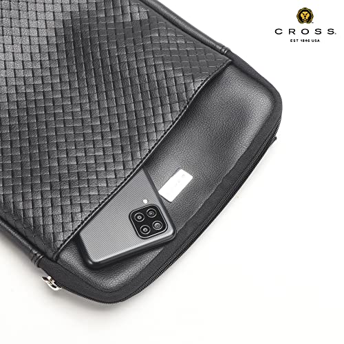 Cross Sling Crossbody Bag One Side Travel Messenger Multipurpose Genuine Leather Tablet Bag for Men & Women Office Business Outdoor Daily use with Adjustable Shoulder Strap - Black - Image 4
