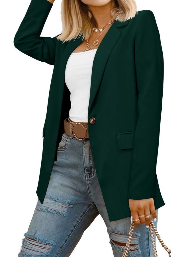 CRAZY GRID Women Casual Business Blazer Professional Work Blazer Jacket Ladies Stretch Long Sleeve Fashion Suit Jacket Plus Size XL Dark Green - Image 1