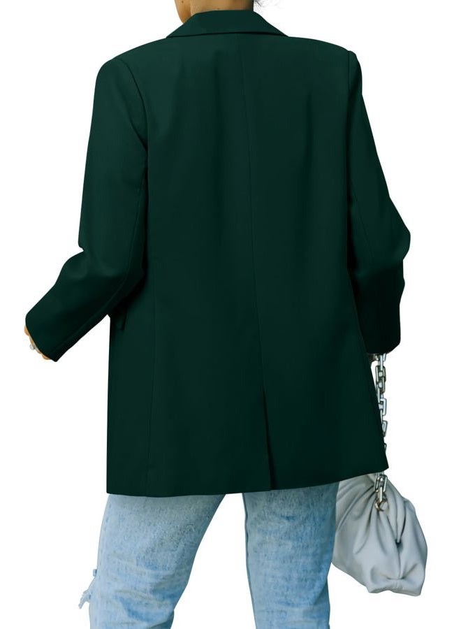 CRAZY GRID Women Casual Business Blazer Professional Work Blazer Jacket Ladies Stretch Long Sleeve Fashion Suit Jacket Plus Size XL Dark Green - Image 3