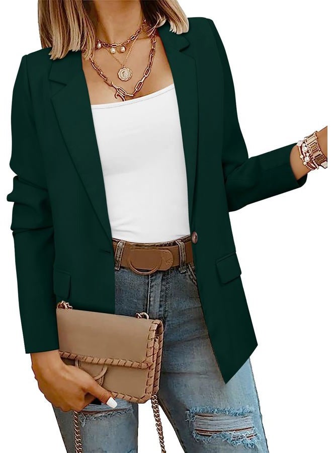 CRAZY GRID Women Casual Business Blazer Professional Work Blazer Jacket Ladies Stretch Long Sleeve Fashion Suit Jacket Plus Size XL Dark Green - Image 2