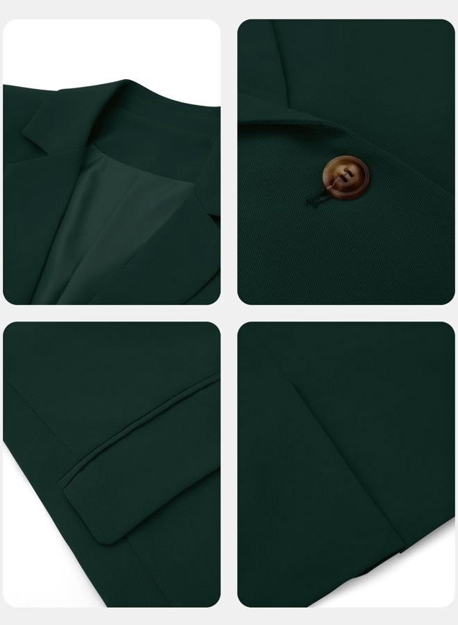 CRAZY GRID Women Casual Business Blazer Professional Work Blazer Jacket Ladies Stretch Long Sleeve Fashion Suit Jacket Plus Size XL Dark Green - Image 5