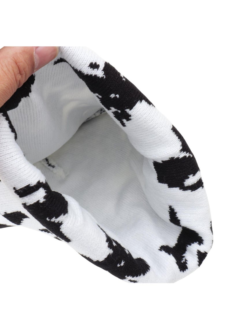 SYOSI Cow Print Beanie, Winter Print Beanies Hats for Women Cute Cow Print Highland Cow Beanies Hat Winter Cow Pattern Knitted Beanie  - Image 3