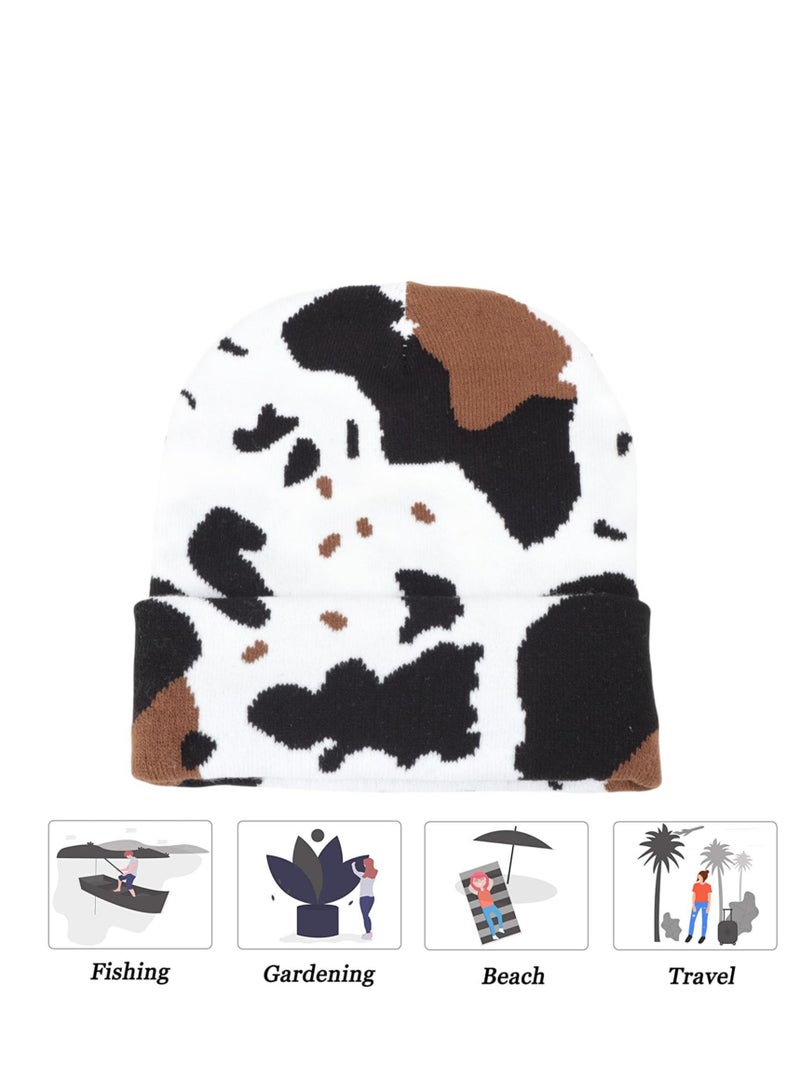 SYOSI Cow Print Beanie, Winter Print Beanies Hats for Women Cute Cow Print Highland Cow Beanies Hat Winter Cow Pattern Knitted Beanie  - Image 5