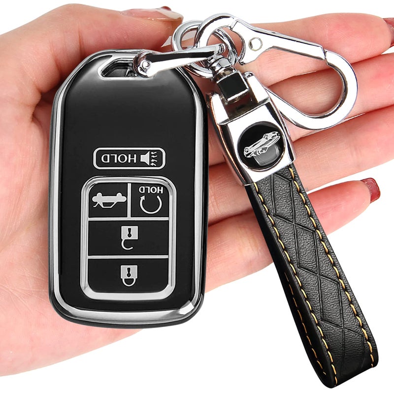 Honda Smart Key Shell Case Soft TPU Smart Key Cover for Accord Civic CRV Pilot Odyssey Black
