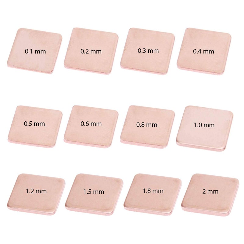 Easycargo 100pcs 12 sizes 15mm Copper Pad Shim Kit, Pure Copper Heatsink C1100, Low Profile Thermal Plate Cooler for Cooling PC Laptop GPU CPU IC Chips VGA RAM VRAM VRM PS5 M.2 SSD NVMe 2280 2242 2230 - Image 5