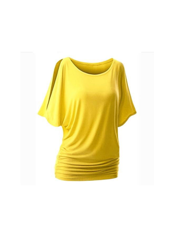 European And American Women's Open-shoulder Bat Sleeve Large Size Round Neck T-shirt Short Sleeve Top Multicolor 2945