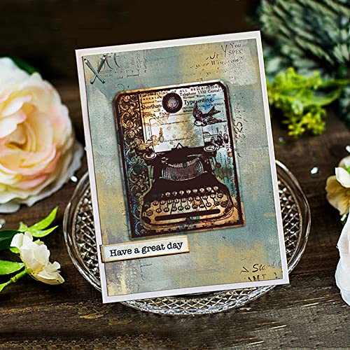 NVZBL Butterfly Telephone Flower Clear Stamps English Words Vintage Text Pattern Transparent Seal Stamps for Holiday Card Making Decoration and DIY Scrapbooking Album DIY Crafts - Image 3