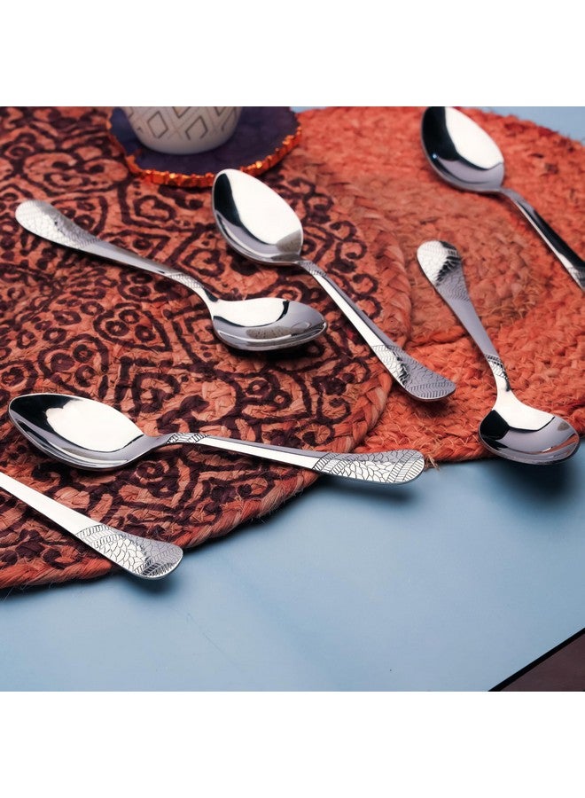 Parage 6 Pieces Stainless Steel Spoons Set, 16 cm, Premium Dinner Spoons for Home & Kitchen, Luxury Dining Tableware Cutlery Set Gift for House Warming, Silver Imperial Design - Image 5