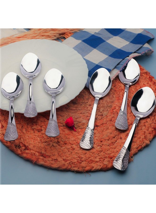 Parage 6 Pieces Stainless Steel Spoons Set, 16 cm, Premium Dinner Spoons for Home & Kitchen, Luxury Dining Tableware Cutlery Set Gift for House Warming, Silver Imperial Design - Image 4