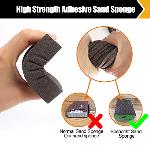 BOSHCRAFT BOSHCRFAT 10 Pack Sanding Block, Washable and Reusable Sanding Sponge for Wood Drywall Metal Glasses Coarse/Medium/Fine/Superfine in 60/80/100/120/180/220 Grit Sandpaper Block Sand Paper Brick - Image 4