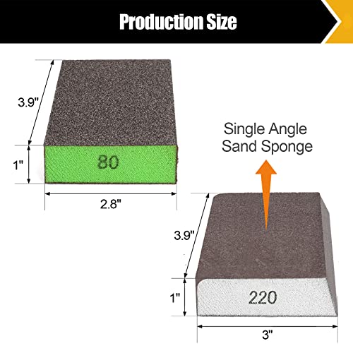 BOSHCRAFT BOSHCRFAT 10 Pack Sanding Block, Washable and Reusable Sanding Sponge for Wood Drywall Metal Glasses Coarse/Medium/Fine/Superfine in 60/80/100/120/180/220 Grit Sandpaper Block Sand Paper Brick - Image 3