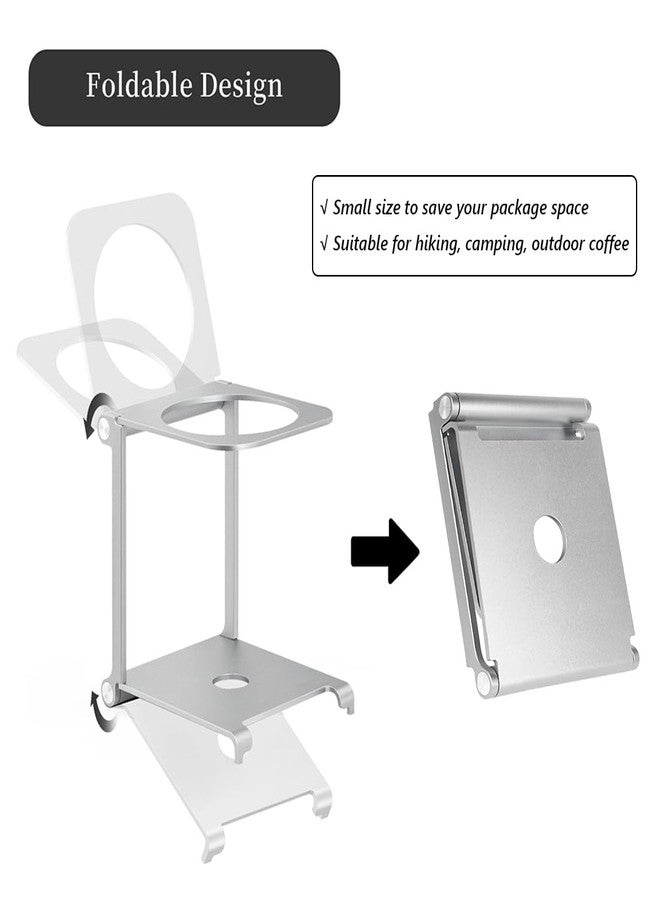 CAFEMASY حامل قهوة CAFEMASY - محطة تصفية القهوة القابلة للطي من الألمنيوم لحامل القهوة للاستخدام المنزلي والسفر والتخييم والمشي لمسافات طويلة لصنع القهوة المحمولة والإسبريسو - Image 2