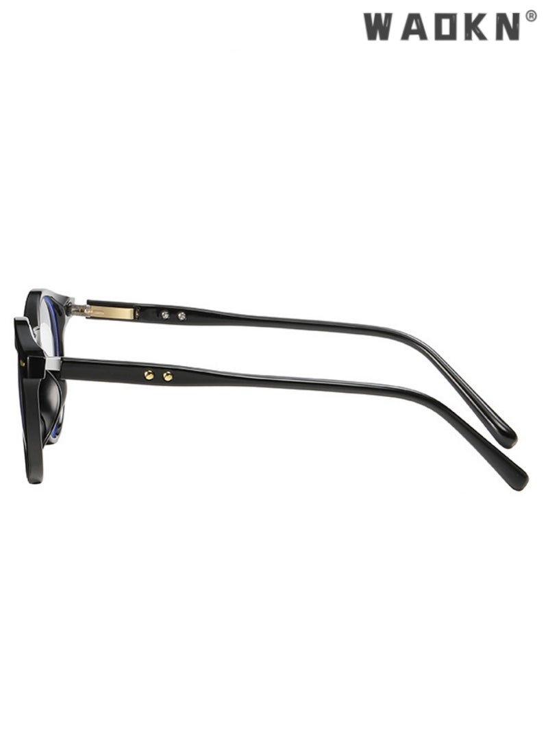 WAOKN Blue Light Blocking Glasses - Computer Game Glasses Round Eyeglasses Frame for Women Men, Anti Eye Eyestrain UV 400 Protection Reading Gaming Glasses Non Prescription  - Image 3