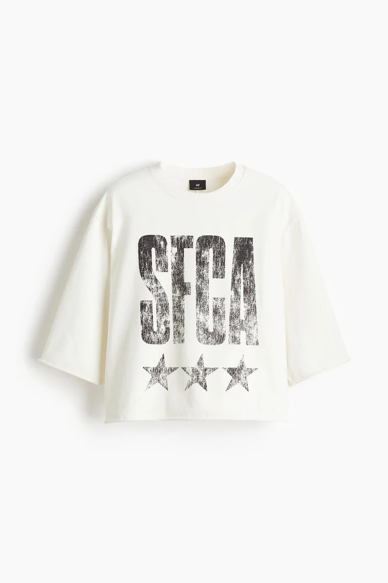 H&M  Oversized Fit Cropped T-shirt for Men | Best Price UAE