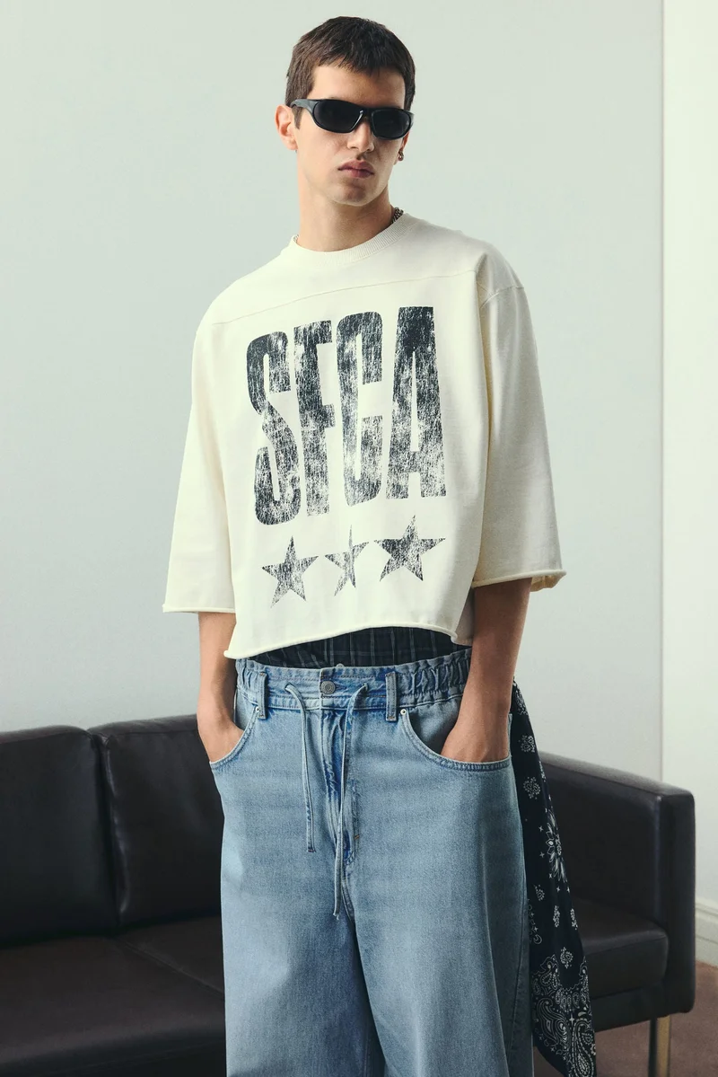 H&M Oversized Fit Cropped T-shirt