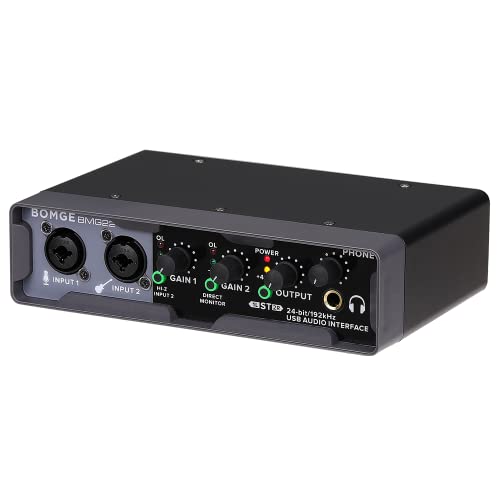 BOMGE USB Audio Interface(32bit/192 kHz) with XLR,phantom power,Direct Monitoring,Loopback for PC Recording,Streaming,Guitarist,Vocalist and Podcasting - Image 1