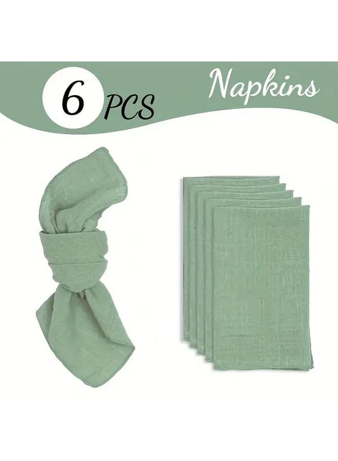 6 Pcs Green Bohemian Style Square Cloth Napkins 16 93x16 93 Inches Washable - Image 1