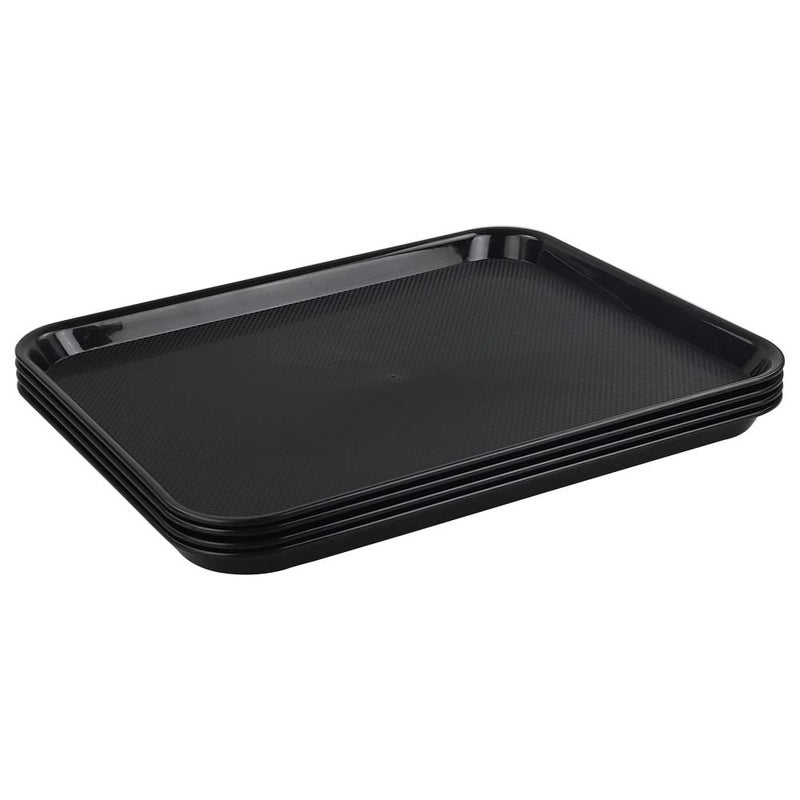 Teyyvn Black 4Pack Plastic Fast Food Serving Tray 1725 x 1335 Rectangular Food Tray