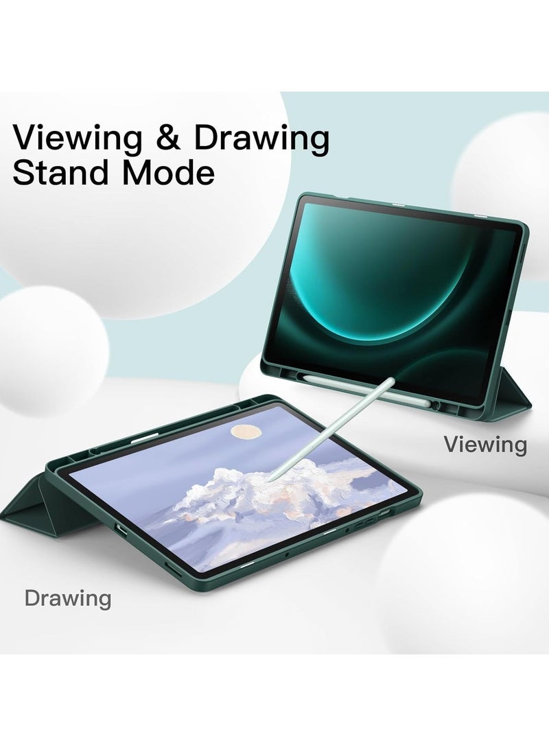 JAJEEK "2024 Case for Samsung Galaxy Tab S9 FE 10.9-Inch – Soft TPU Tri-Fold Stand Protective Cover with S Pen Holder, S Pen Charging Support, Auto Wake/Sleep (Midnight Green)" - Image 5