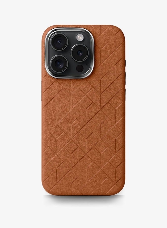 Protection cover for iPhone 16 Pro Max, with classic patterns, with ons and a metal frame- brown - Image 1