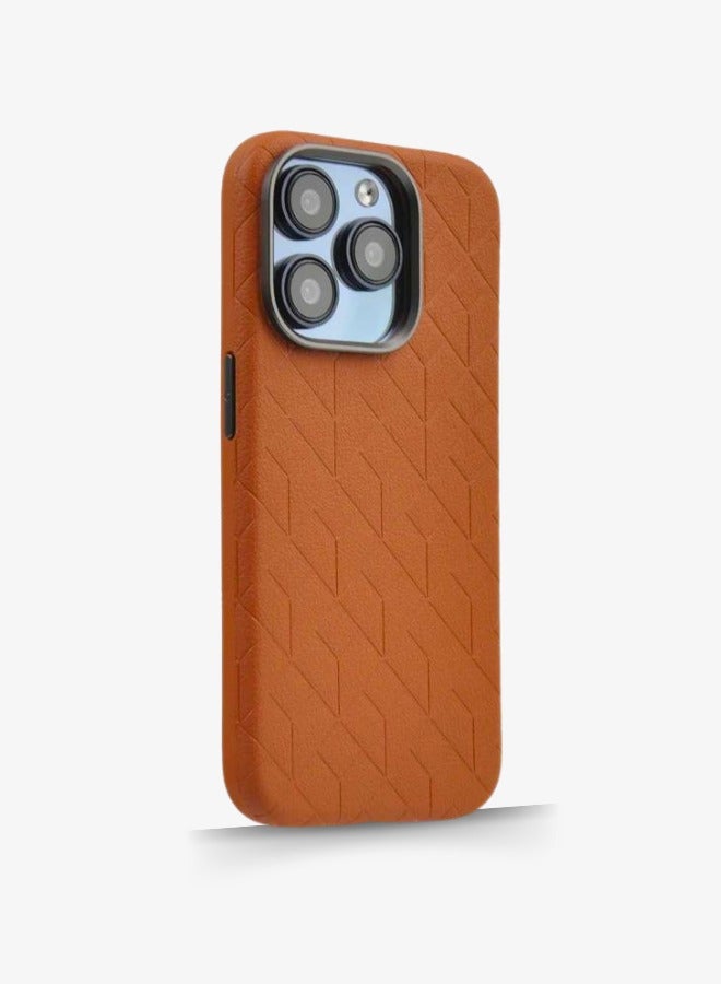 Protection cover for iPhone 16 Pro Max, with classic patterns, with ons and a metal frame- brown - Image 2