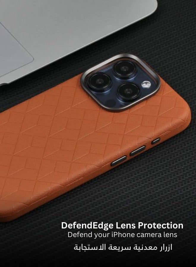 Protection cover for iPhone 16 Pro Max, with classic patterns, with ons and a metal frame- brown - Image 5