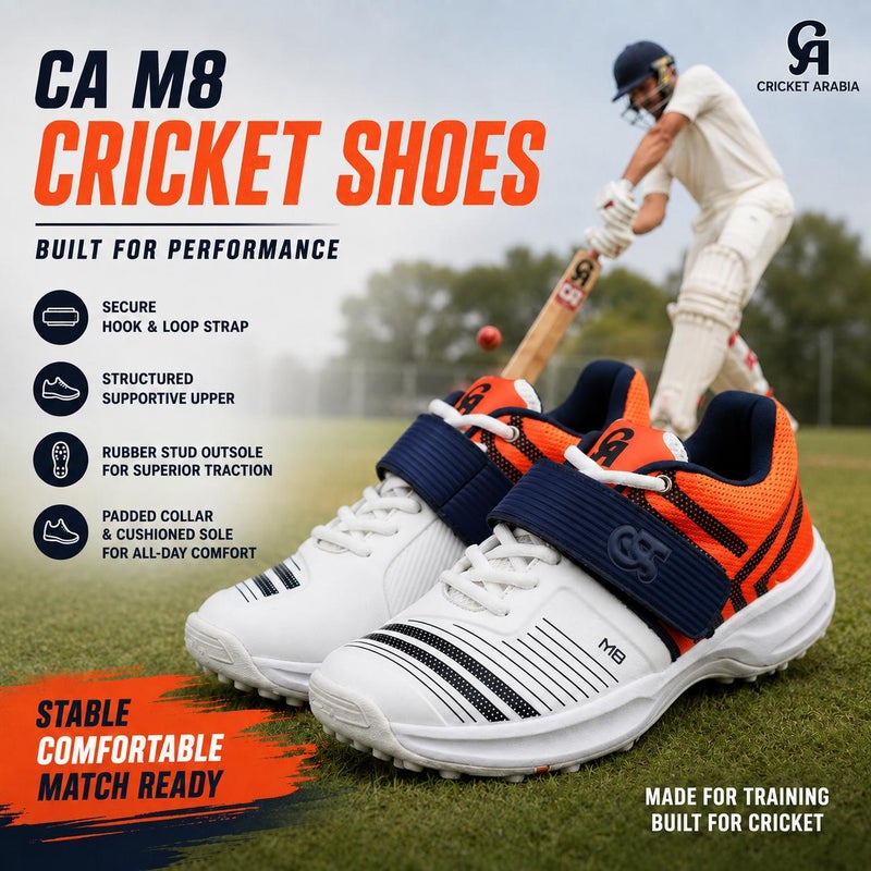 CA Cricket Arabia M8 White/Orange Cricket Shoes, UK 5 / EU 38 - Image 5