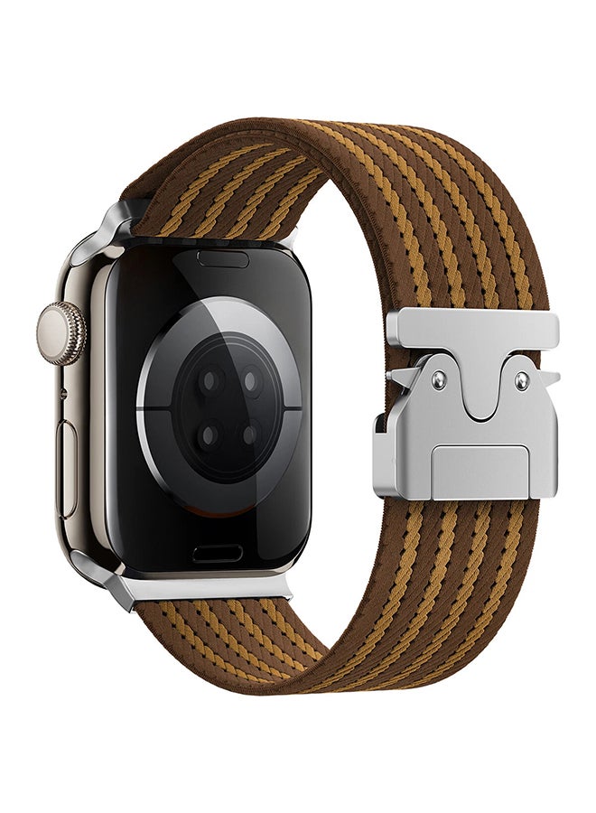 O Ozone Nylon Sport Loop Watch Bands for Apple Watch 10 | Ultra 2 | 9 | 8 | 7 | 6 | SE, 49/46/45/44mm, Elastic Nylon Strap with Parachute Metal Lock - Brown - Image 1