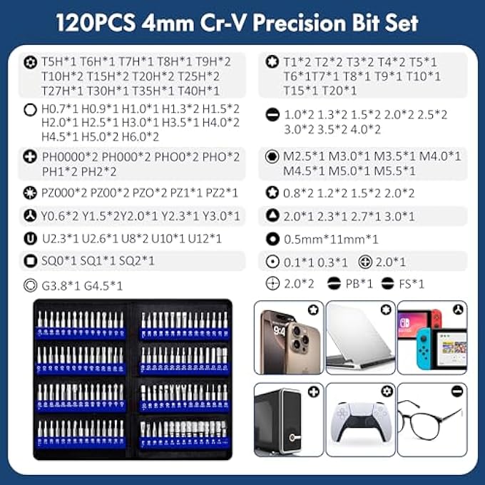rayihni 200 IN 1 PRECISION SCREWDRIVER KIT, ELECTRONICS REPAIR TOOL MAGNETIC DRIVER KIT WITH 164 BITS, FLEXIBLE SHAFT, EXTENSION ROD FOR COMPUTER, IPHONE, LAPTOP, PC, PS4, XBOX, NINTENDO - Image 2