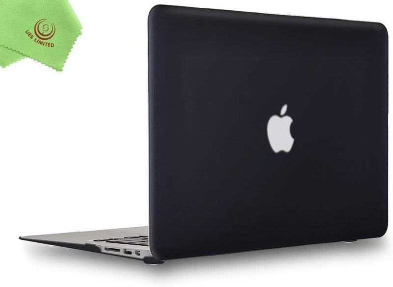 UESWILL Smooth Matte Hard Shell Case Cover Compatible with MacBook Air 11 inch (Model A1370 / A1465) + Microfibre Cleaning Cloth, Black - Image 1