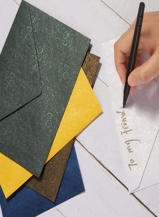 Topeen 50 Pieces A7 Envelopes 5x7, Dark Green, Flower Pattern, Luxury Mailing Envelopes with Gold Stickers for Invitations, Wedding, Graduation, Baby Shower - Image 4