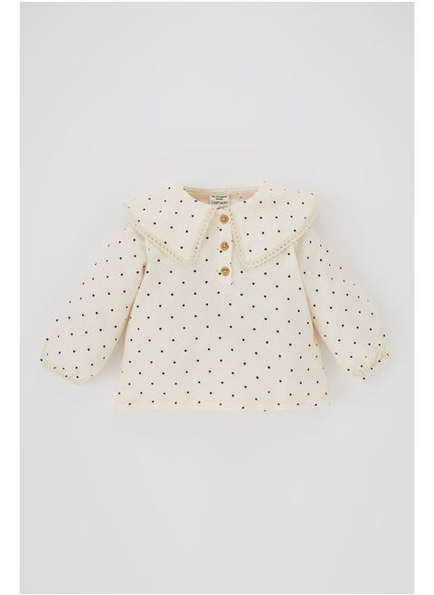 BabyGirl Regular Fit Big Neck Long Sleeve Woven Long Sleeve Shirt