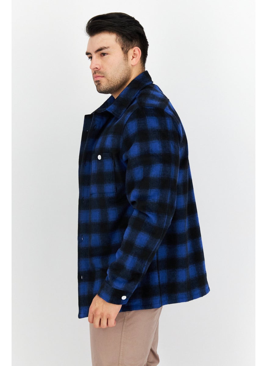 Misfit Men Regular Fit Checkered Long Sleeve Casual Shirts, Blue  - Image 2