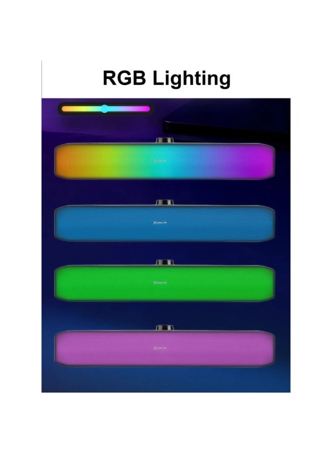 إكسترايك-مي مكبرات صوت للألعاب SK605 ستيريو ساوند بار RGB - مع مقبض للتحكم في مستوى الصوت - شبكة معدنية RGB - مفتاح إضاءة - Image 2