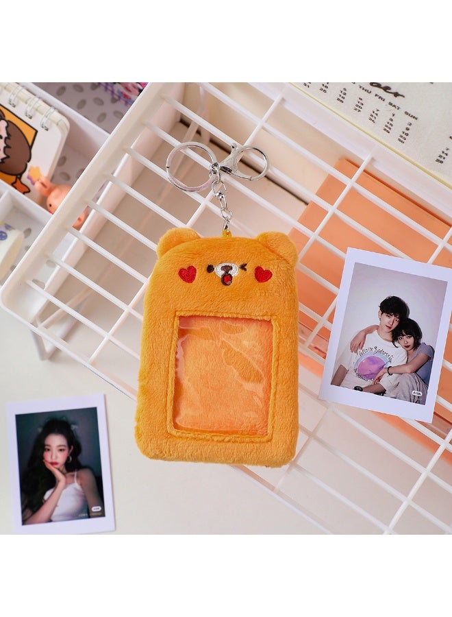 NIBEMINENT 1 - Piece Cute Plush Campus Kpop Photo Card Holder Pendant Key Chain ID Badge Holder ID Card Holder Photo Card Protector for School ID Office ID Access Card for Women Girls - Image 1