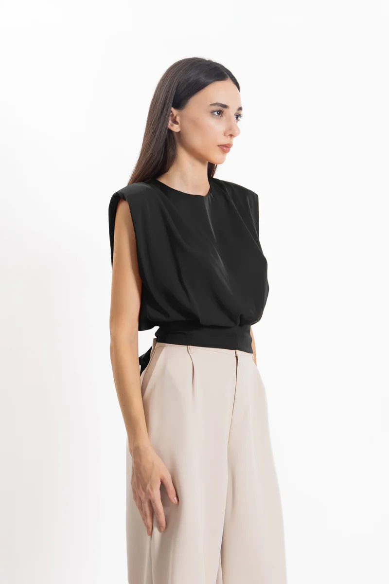 SHAPES SATIN BACK TIE TOP