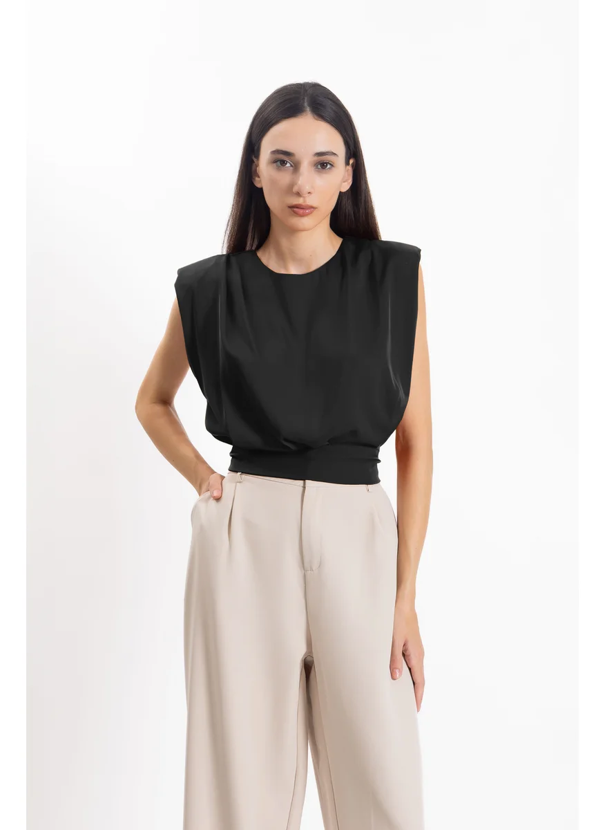 SHAPES SATIN BACK TIE TOP