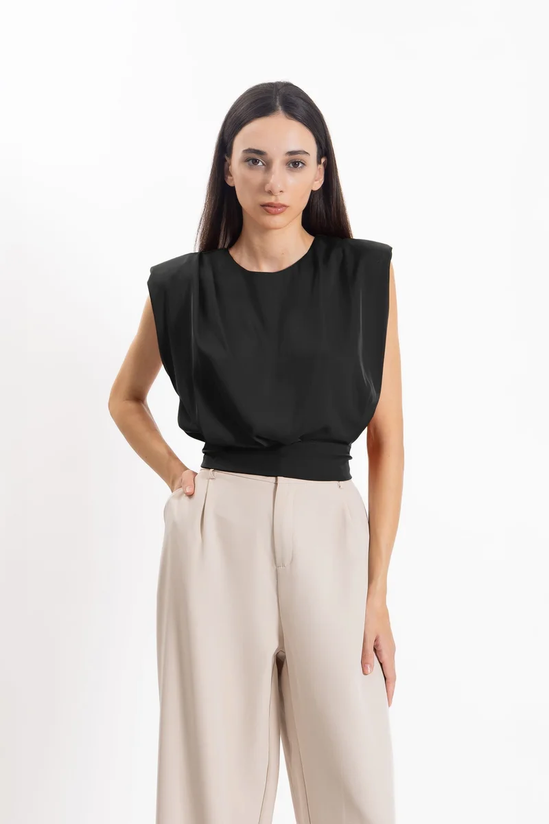 SHAPES SATIN BACK TIE TOP