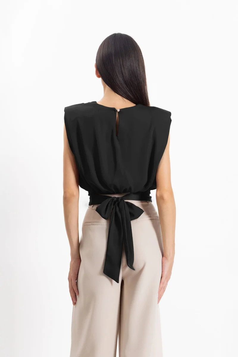 SHAPES SATIN BACK TIE TOP