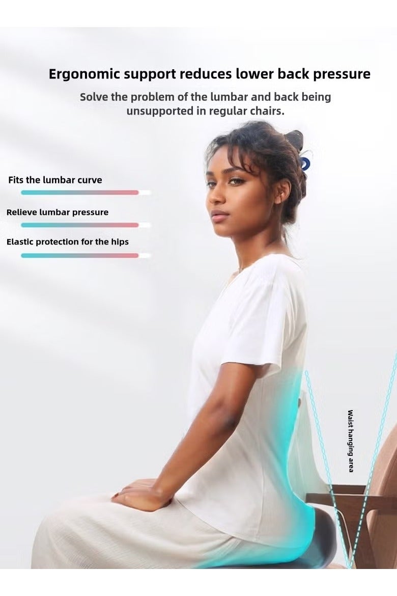 Seat Cushion and Lumbar Support Pillow Orthopedic Memory Foam Chair Back Cushion for Sciatica Lower Back & Tailbone Pain Relief, Adjustable Recliner Ergonomic Washable Versatile Pad for Car Office Gaming Chairs and Postpartum Waist Support Multi Functional Pain Relief ,Ergonomic Office Chair Cushion, Comfortable for Long Sitting for Adults and Children, Integrated Backrest Pillow Cushion - Image 2