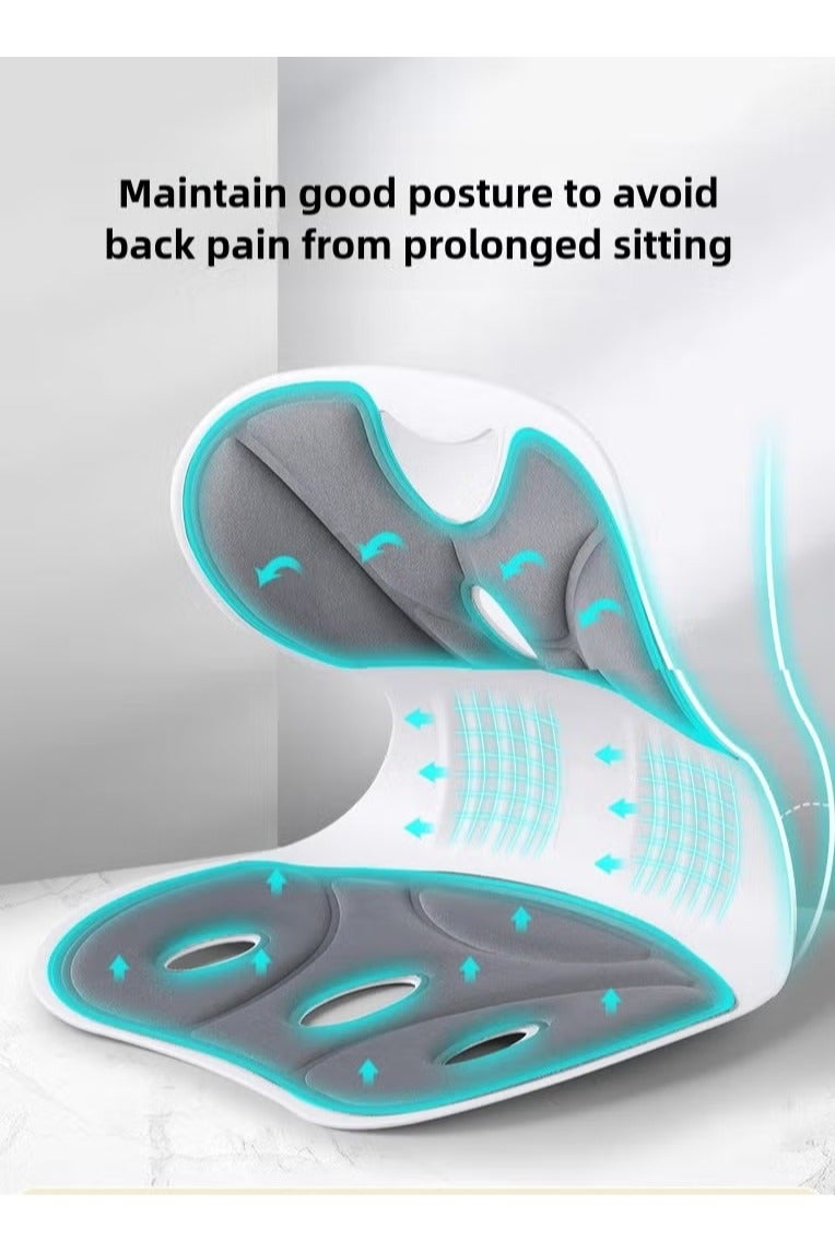 Seat Cushion and Lumbar Support Pillow Orthopedic Memory Foam Chair Back Cushion for Sciatica Lower Back & Tailbone Pain Relief, Adjustable Recliner Ergonomic Washable Versatile Pad for Car Office Gaming Chairs and Postpartum Waist Support Multi Functional Pain Relief ,Ergonomic Office Chair Cushion, Comfortable for Long Sitting for Adults and Children, Integrated Backrest Pillow Cushion - Image 3