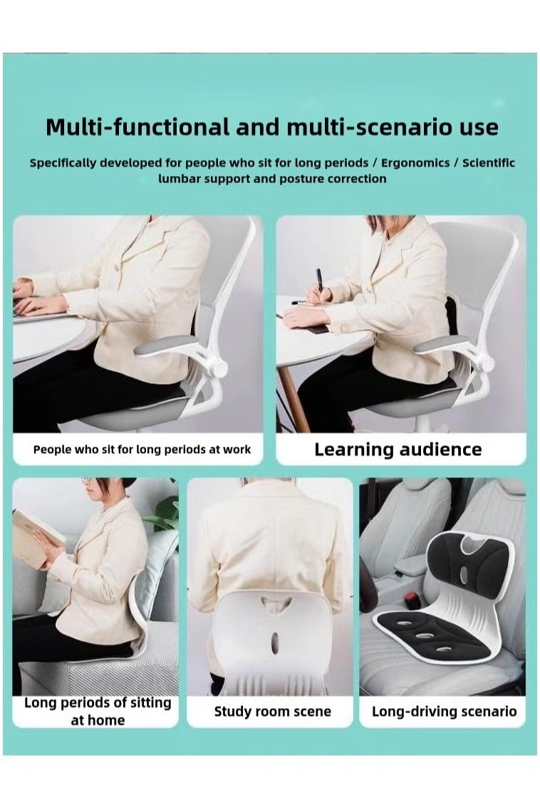 Seat Cushion and Lumbar Support Pillow Orthopedic Memory Foam Chair Back Cushion for Sciatica Lower Back & Tailbone Pain Relief, Adjustable Recliner Ergonomic Washable Versatile Pad for Car Office Gaming Chairs and Postpartum Waist Support Multi Functional Pain Relief ,Ergonomic Office Chair Cushion, Comfortable for Long Sitting for Adults and Children, Integrated Backrest Pillow Cushion - Image 5