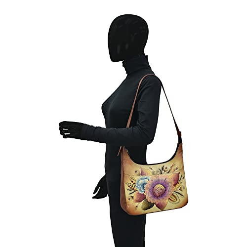 Anna by Anuschka Women Hand Painted Genuine Leather Medium Shopper Bag - Rustic Bouquet, Rustic Bouquet - Image 4