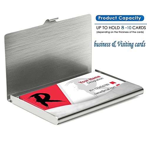 DAHSHA 5 Pack Stainless Steel ATM Visiting ID Card Credit/Debit Cards Business Card Case Holder for Men and Women – Silver - Image 3