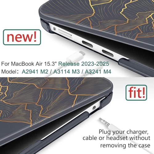 DONGKE Compatible with M4 MacBook Air 15 inch Case 2025 2024 2023 A3241 A3114 A2941 M3 M2 Liquid Retina Display Touch ID, Plastic Hard Case & Keyboard Skin & Screen Protector - Abstract Mountain - Image 2