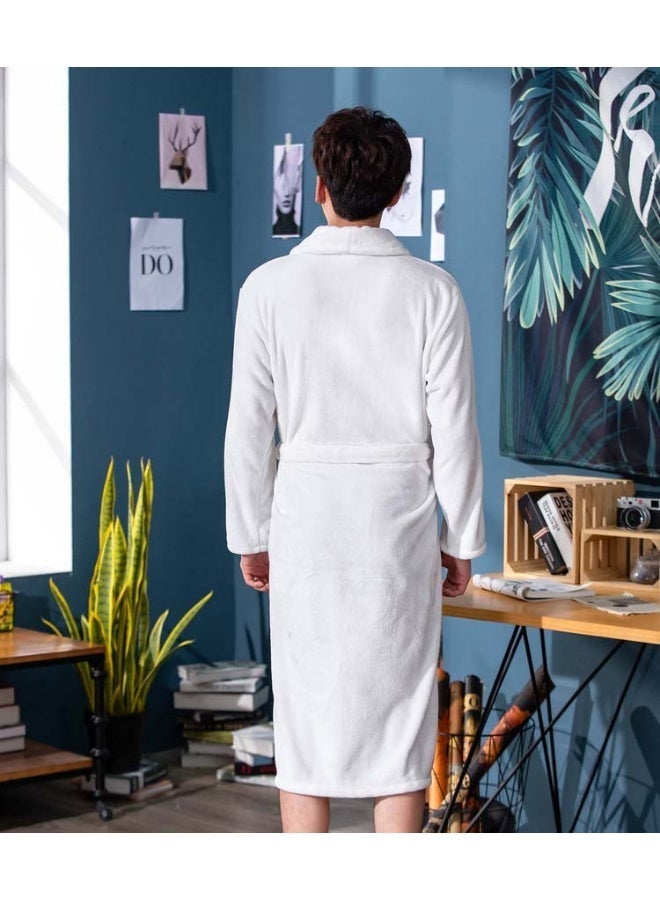 XL حجم رداء حمام القطن الأبيض ، رداء المنزل متعدد الوظائف ، ملابس صالة دافئة فضفاضة للحمام النوم الخروج العادي - Image 3