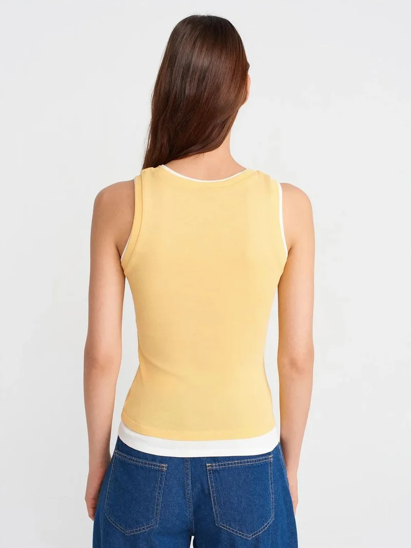 ديلفين DILVIN Sleeveless Ribbed Cotton Blouse